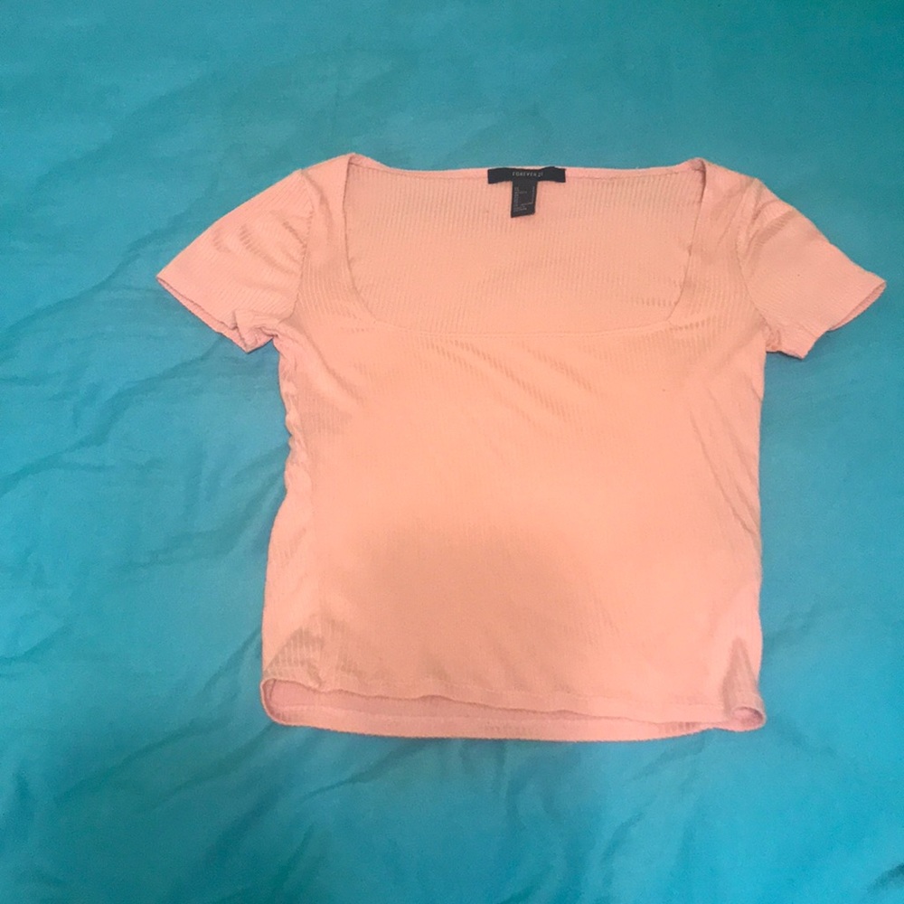 2/$20 peach forever 21 square neck crop top